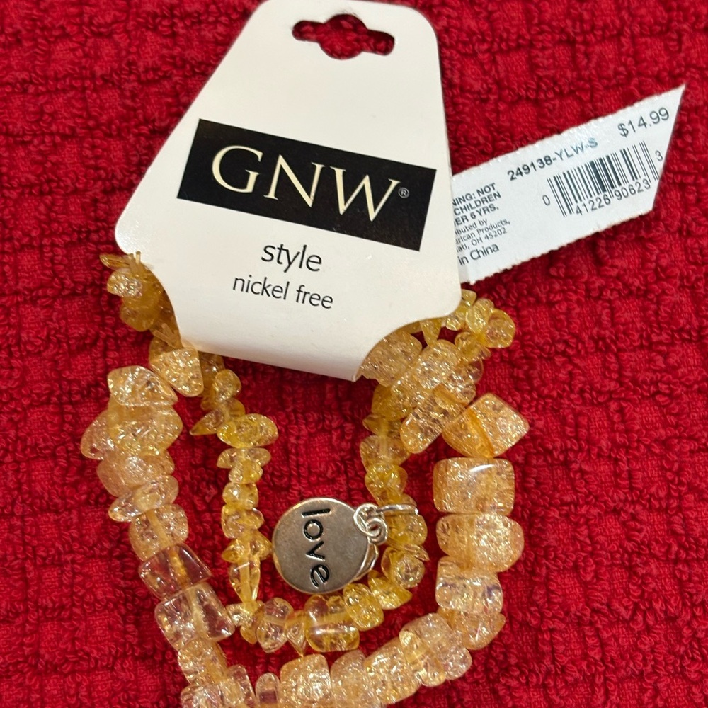 GNW Yellow Citrine Bracelet Set with Silver Charm